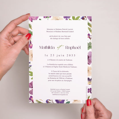 Faire-part Mariage Grand format rectangle Ronde Florale photo N° 3