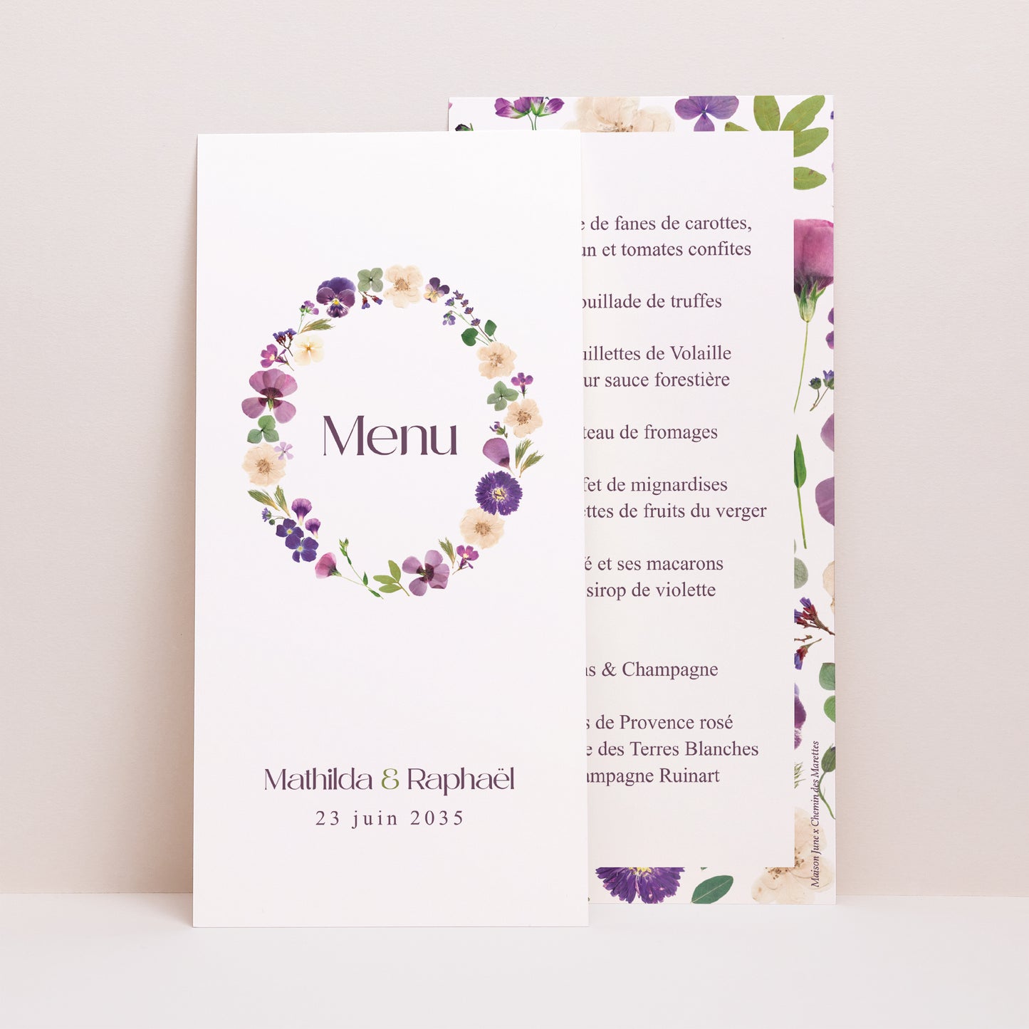 Menu Mariage Panoramique portrait Ronde Florale photo N° 1