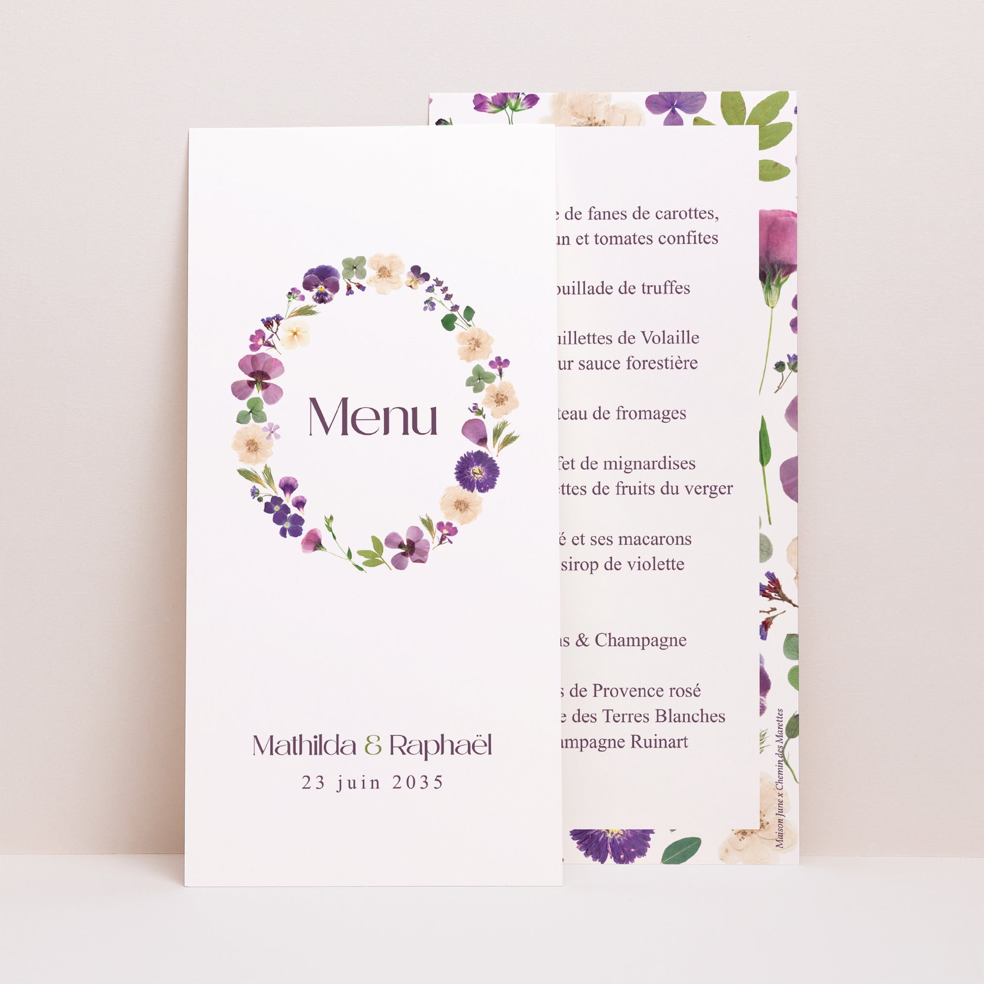 Menu Mariage Panoramique portrait Ronde Florale photo N° 1
