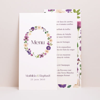 Menu Mariage Panoramique portrait Ronde Florale photo N° 1