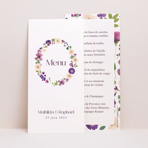Menu Mariage Panoramique portrait Ronde Florale photo