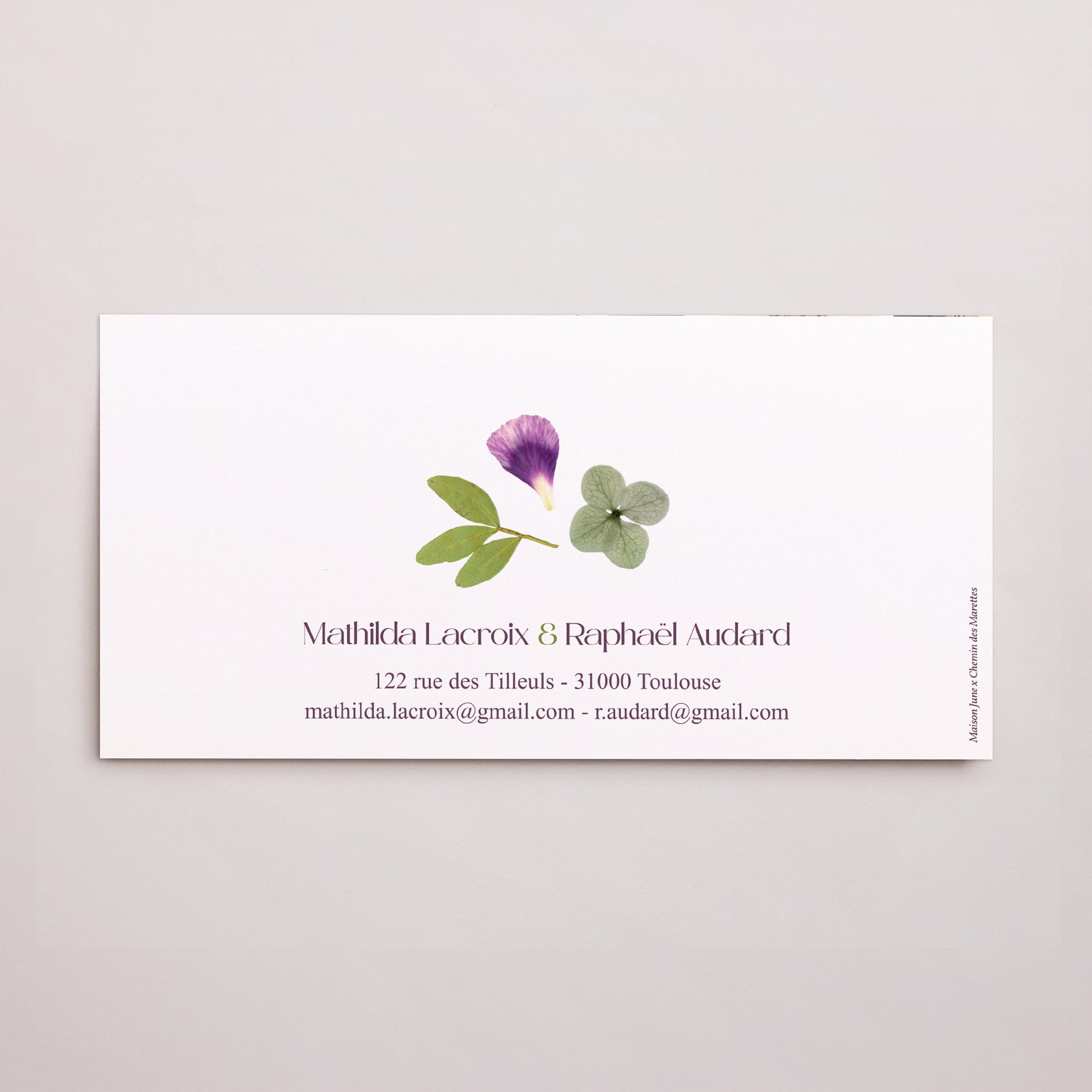 Faire-part Mariage pochette rectangle, 2 cartes Ronde Florale photo N° 4