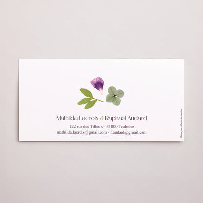 Faire-part Mariage pochette rectangle, 2 cartes Ronde Florale photo N° 4