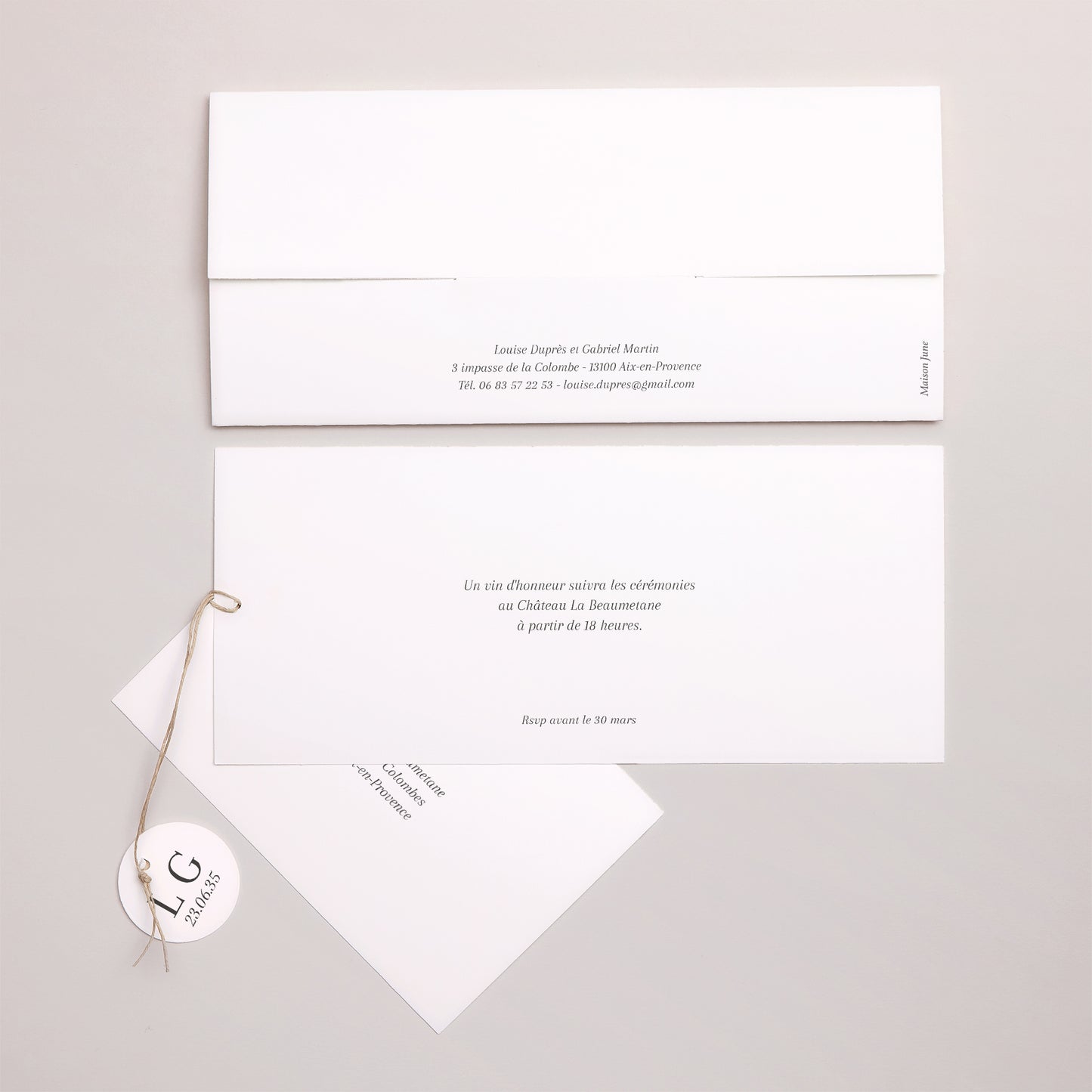 Faire-part Mariage Pochette 2 cartes, étiquette Signature Dorée photo N° 4
