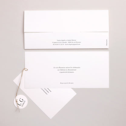 Faire-part Mariage Pochette 2 cartes, étiquette Signature Dorée photo N° 4