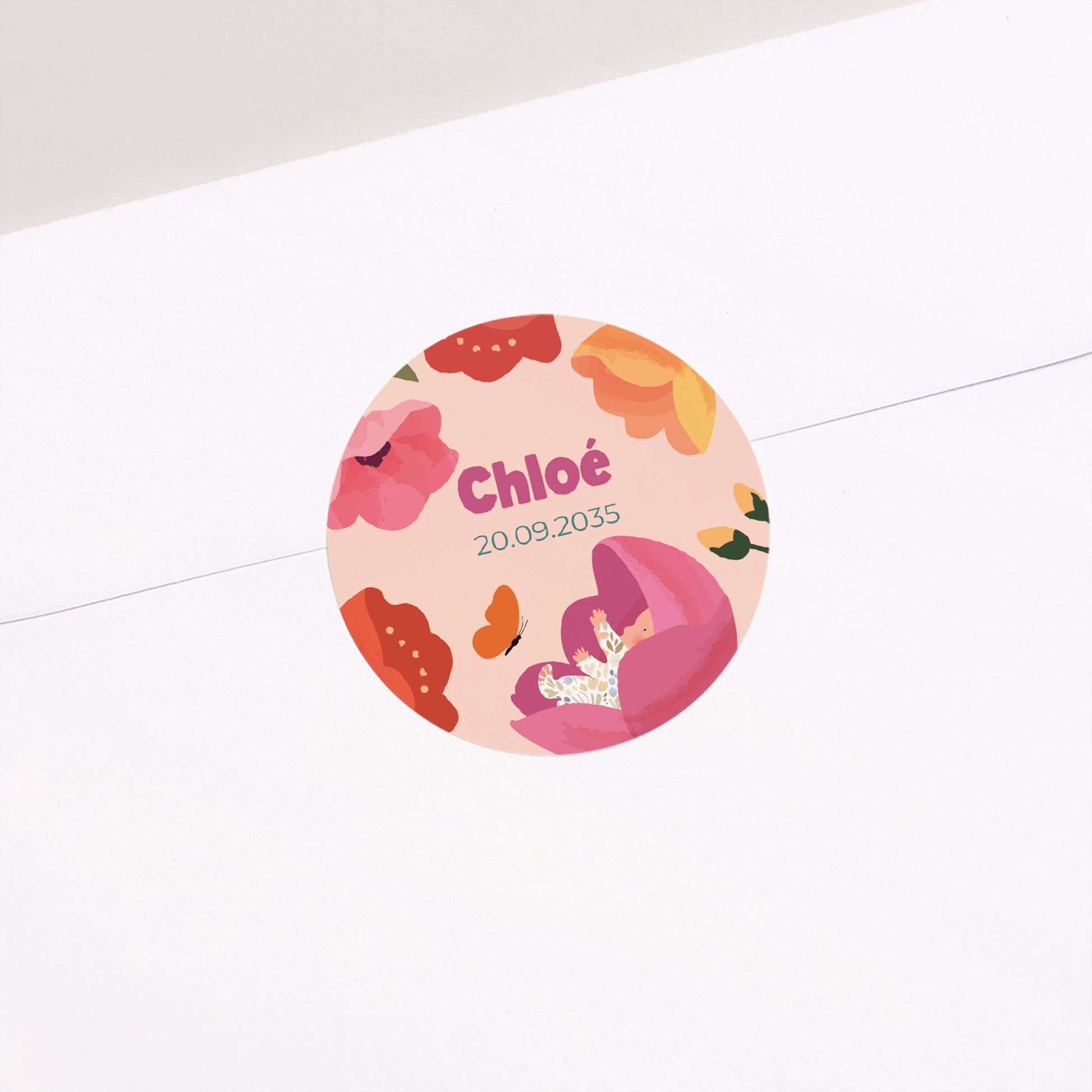 Sticker Naissance Rond Floraison Nouvelle photo N° 1