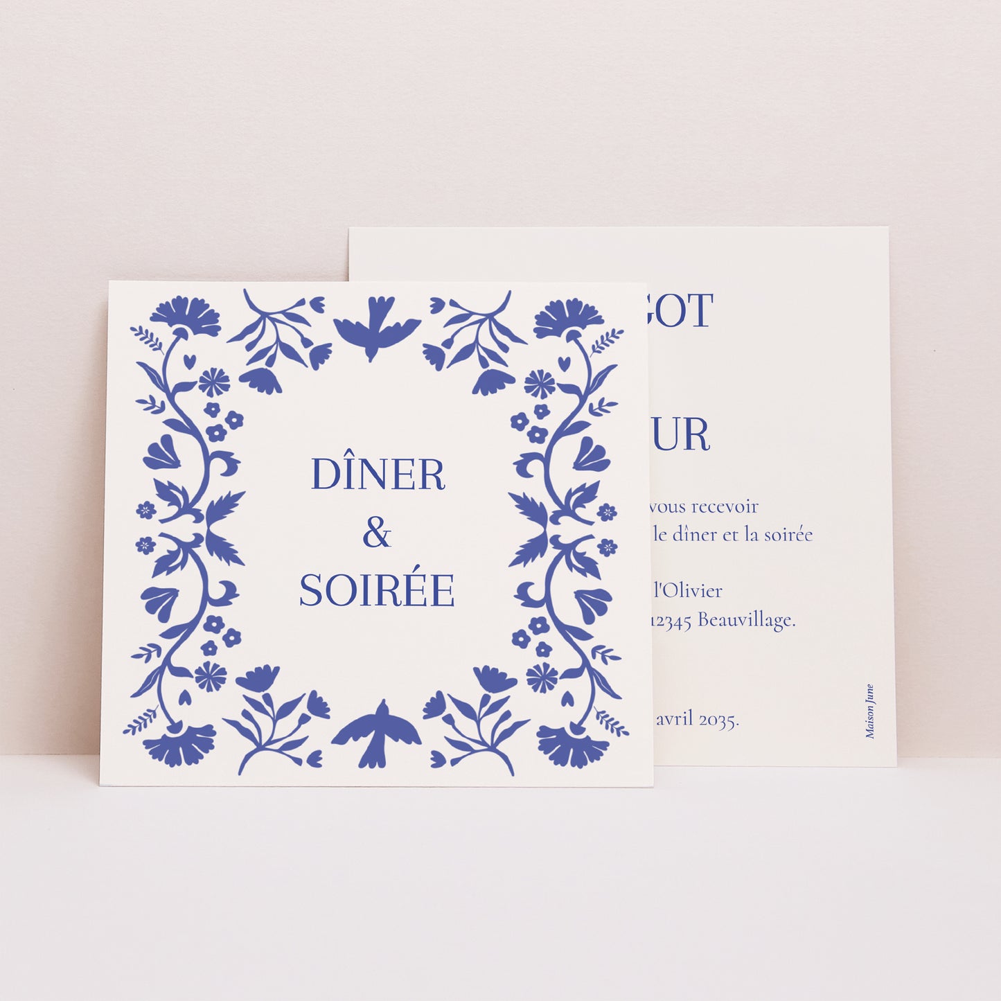 Invitations Mariage Carré Bleu de Cœur photo N° 1