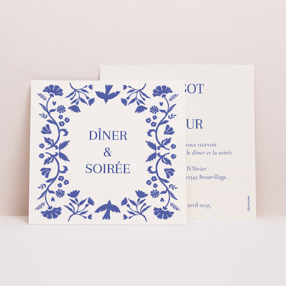 Invitations Mariage Carré Bleu de Cœur photo N° 1