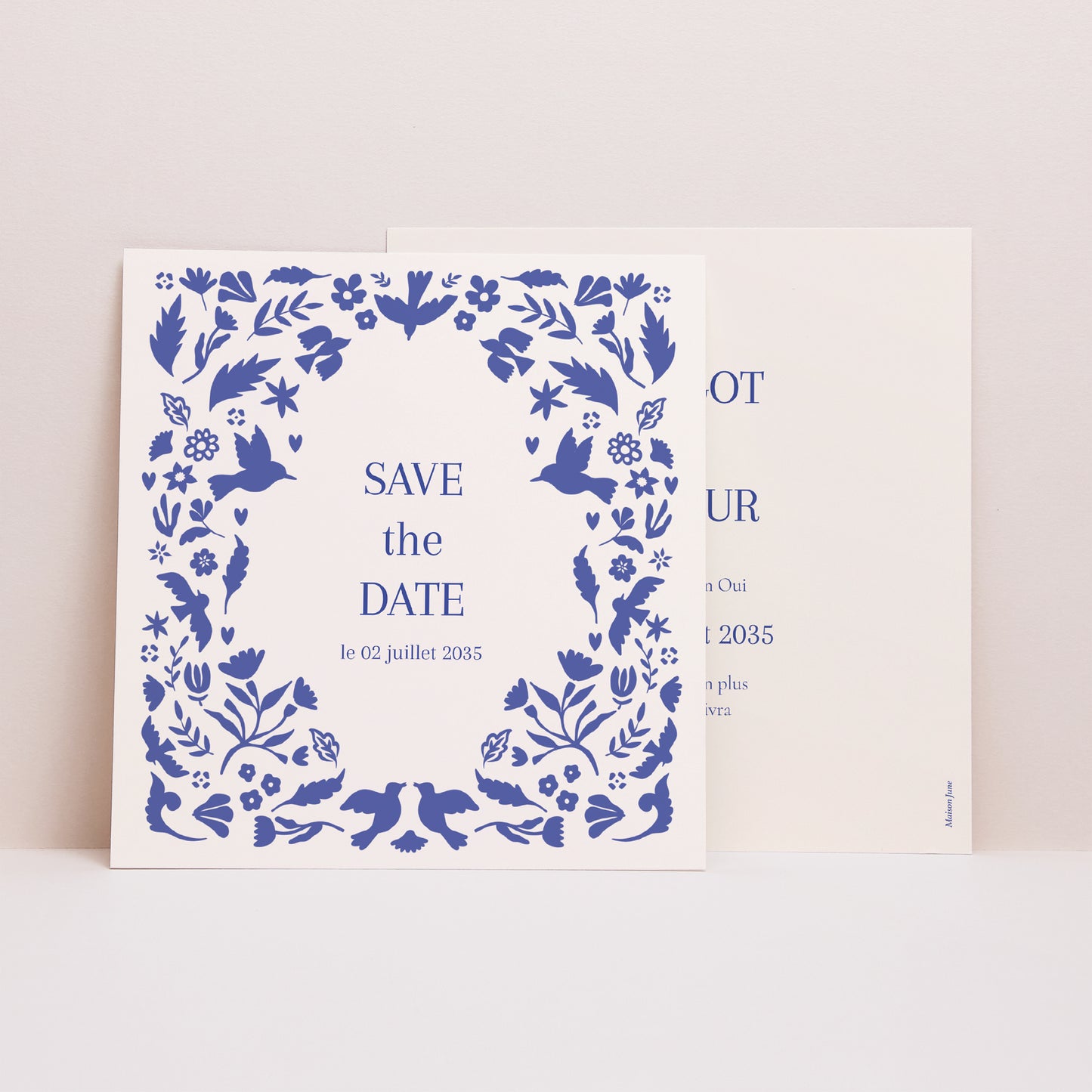 Save the date Mariage Carré Bleu de Cœur photo N° 1