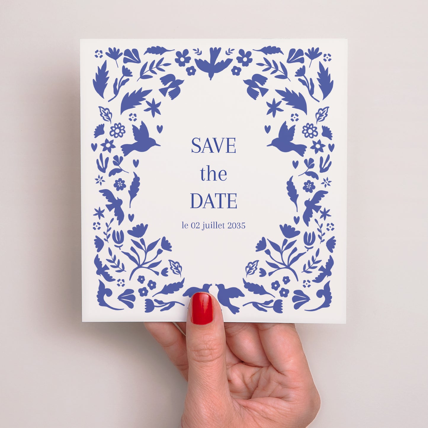 Save the date Mariage Carré Bleu de Cœur photo N° 2