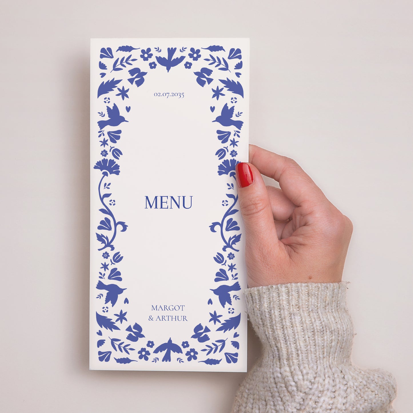 Menu Mariage Panoramique portrait Bleu de Cœur photo N° 2