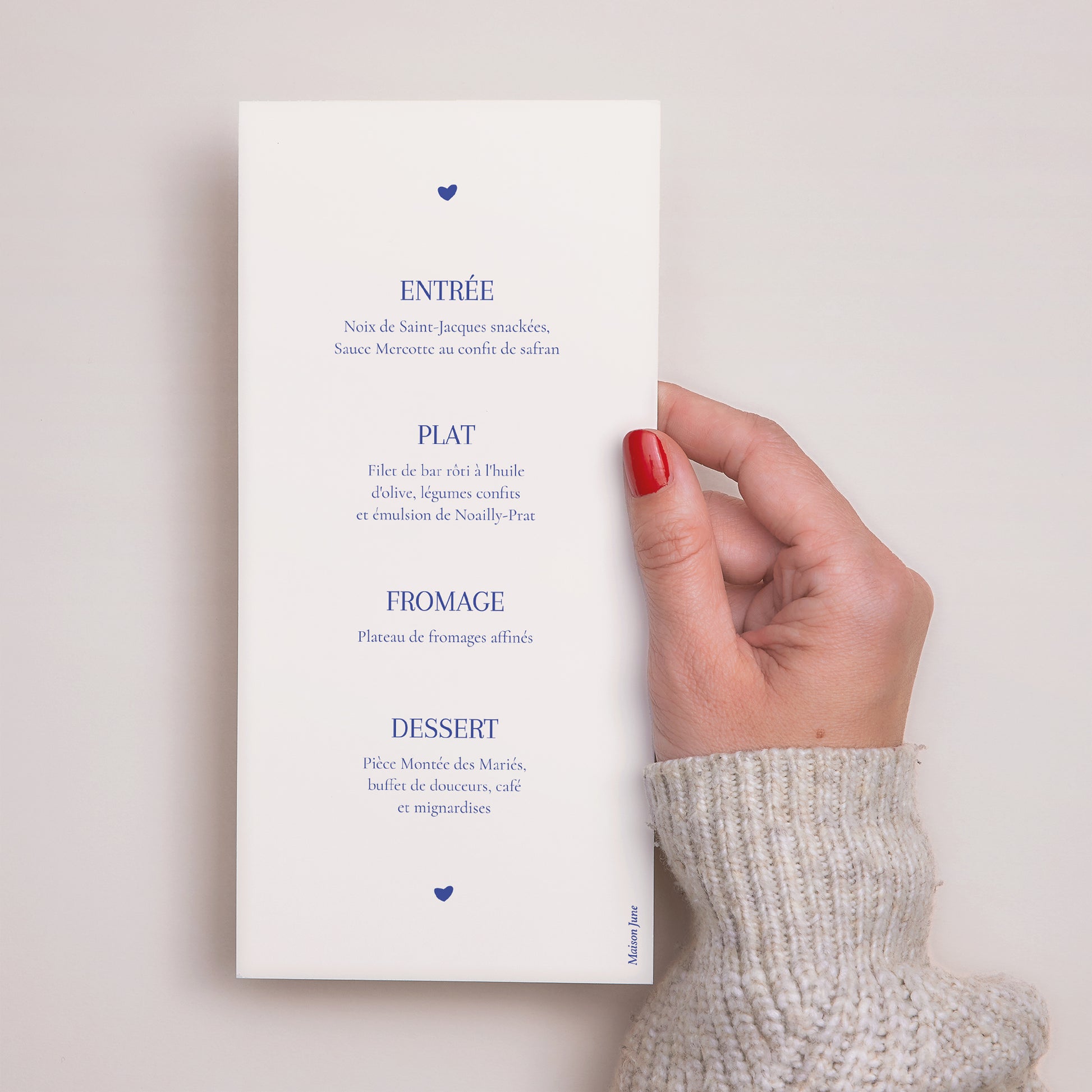 Menu Mariage Panoramique portrait Bleu de Cœur photo N° 3
