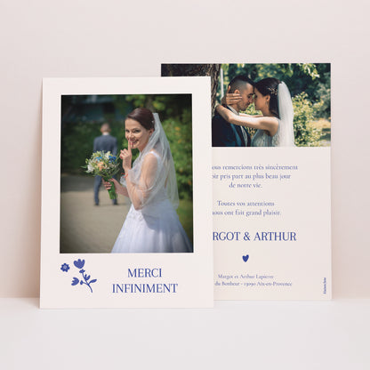 Remerciements Mariage Portrait Bleu de Cœur photo N° 1