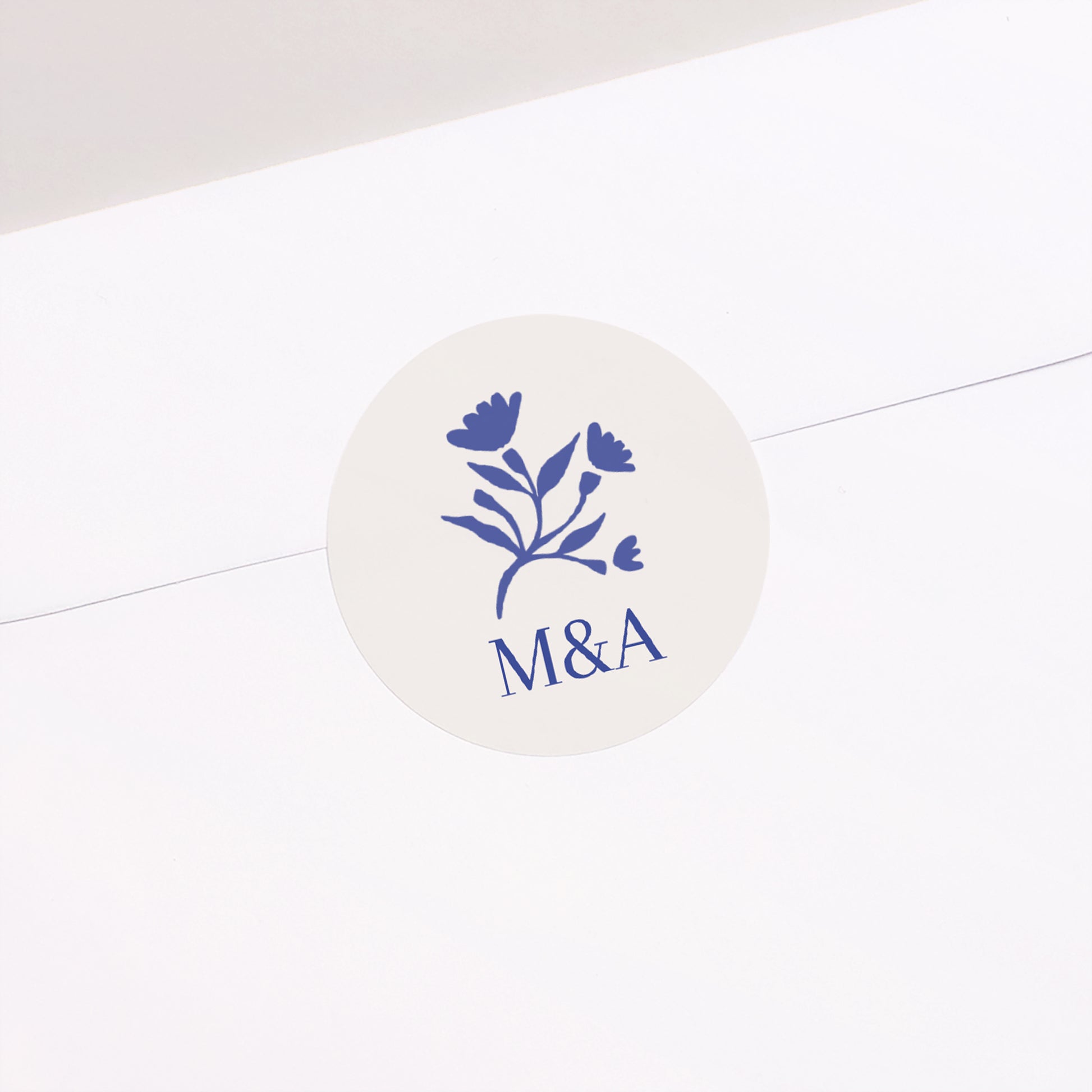 Sticker Mariage Rond Bleu de Cœur photo N° 1