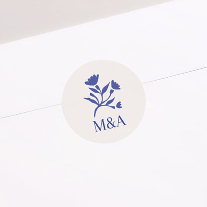 Sticker Mariage Rond Bleu de Cœur photo N° 1