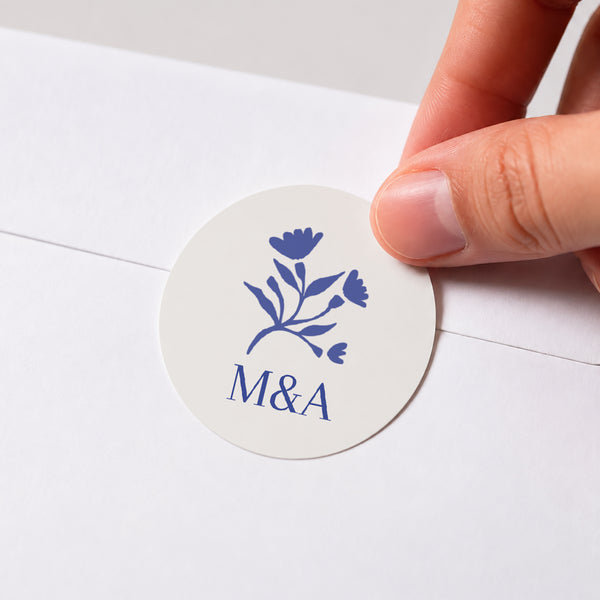 Sticker Mariage Rond Bleu de Cœur photo