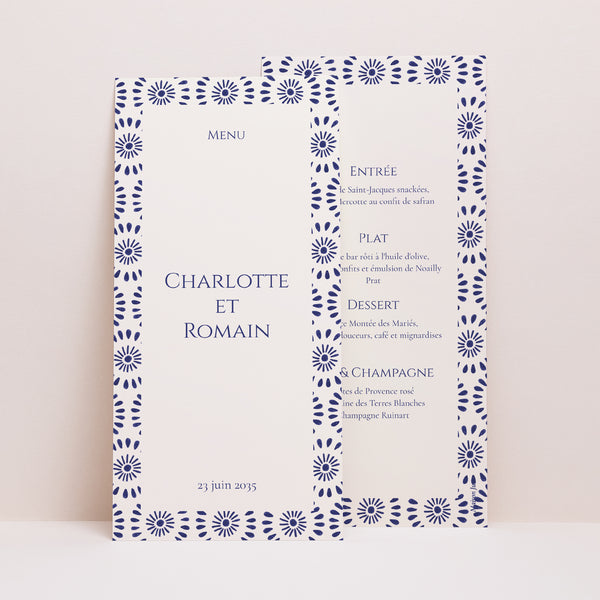 Menu Mariage Panoramique portrait Promesse d’Azur photo