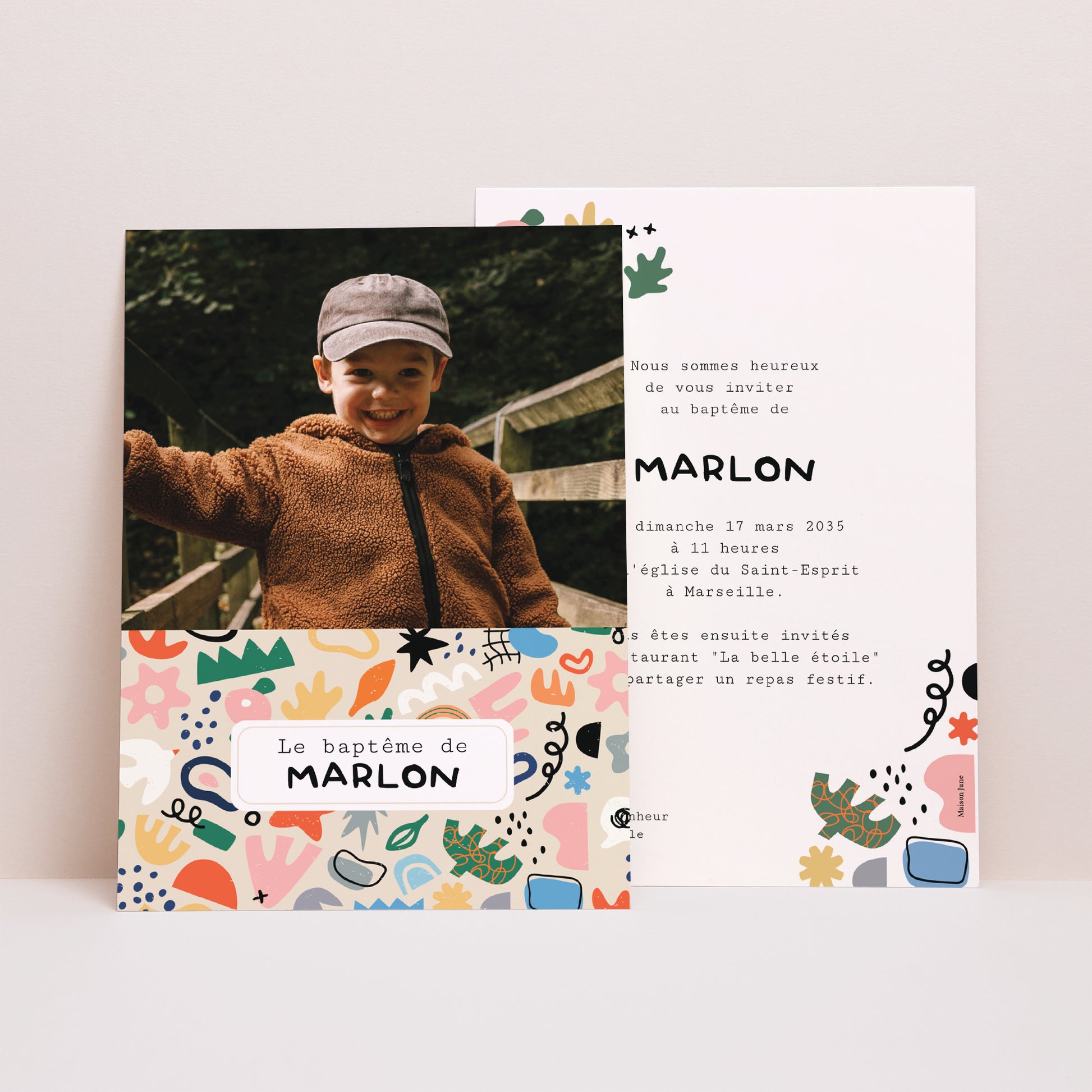 Faire-part Baptême Portrait Matisse tout en couleur photo N° 1