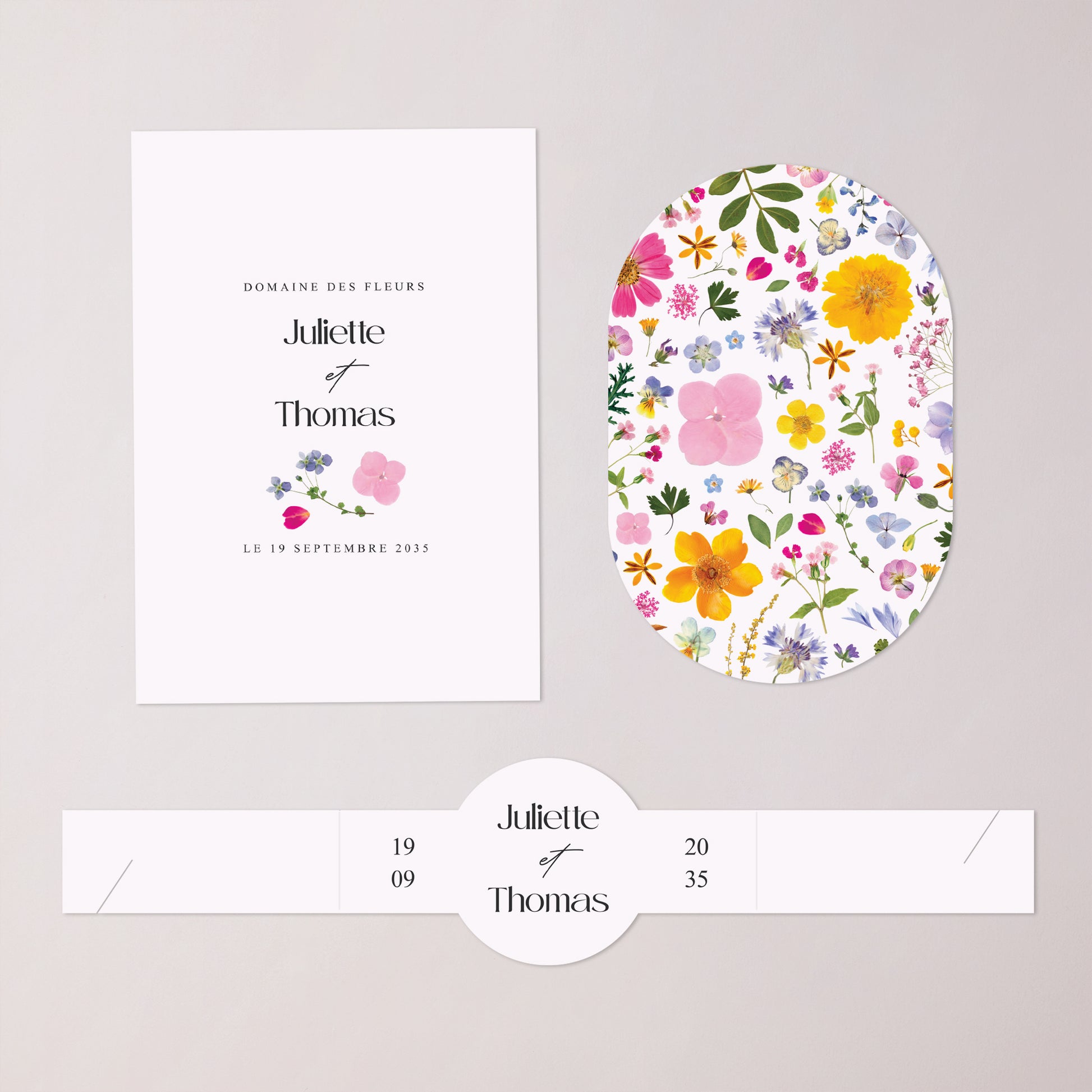 Faire-part Mariage bandeau, 2 cartes Symphonie Champêtre photo N° 3
