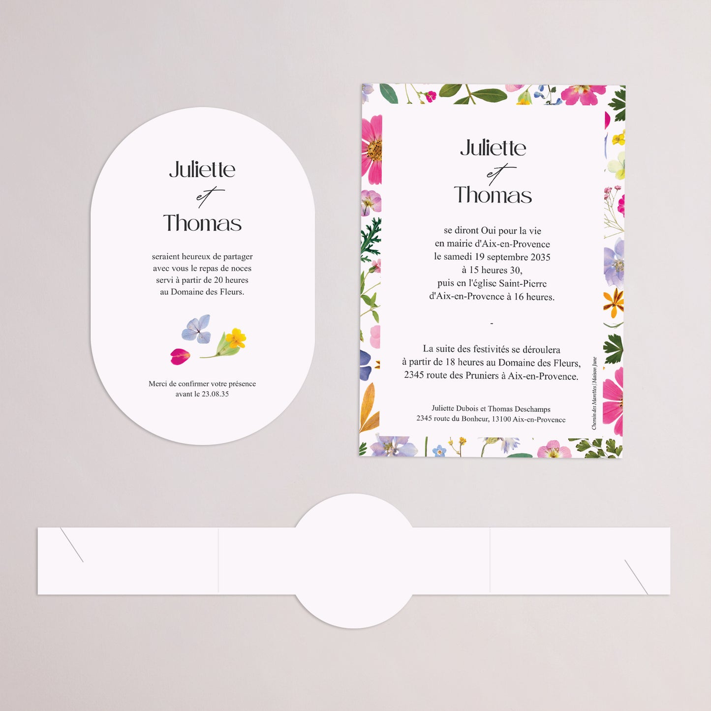 Faire-part Mariage bandeau, 2 cartes Symphonie Champêtre photo N° 4