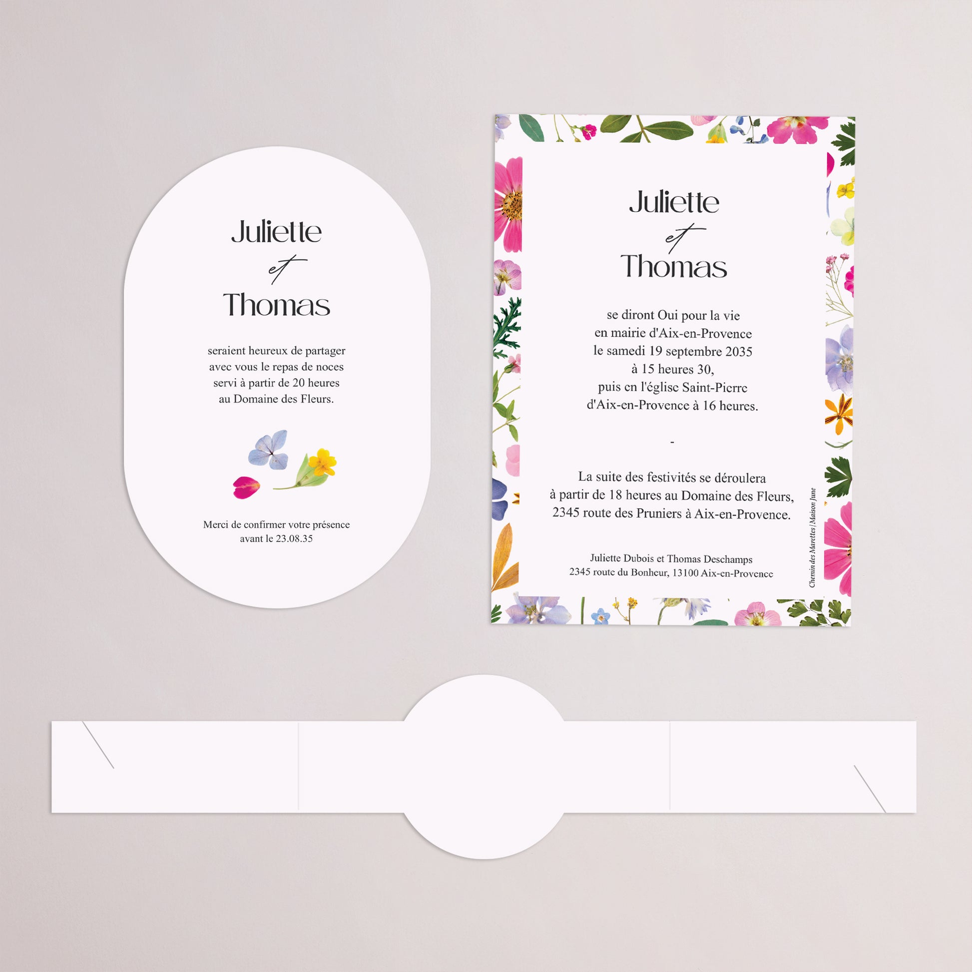 Faire-part Mariage bandeau, 2 cartes Symphonie Champêtre photo N° 4