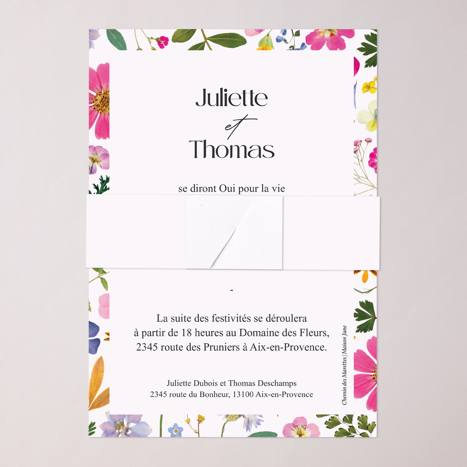 Faire-part Mariage bandeau, 2 cartes Symphonie Champêtre photo N° 5