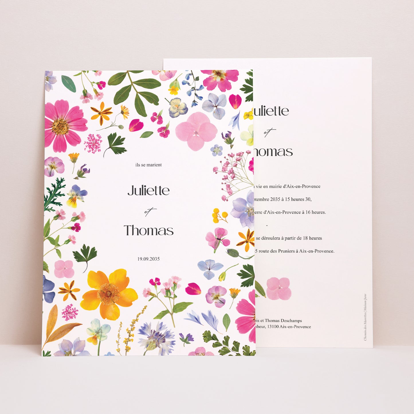 Faire-part Mariage Grand format rectangle Symphonie Champêtre photo N° 1
