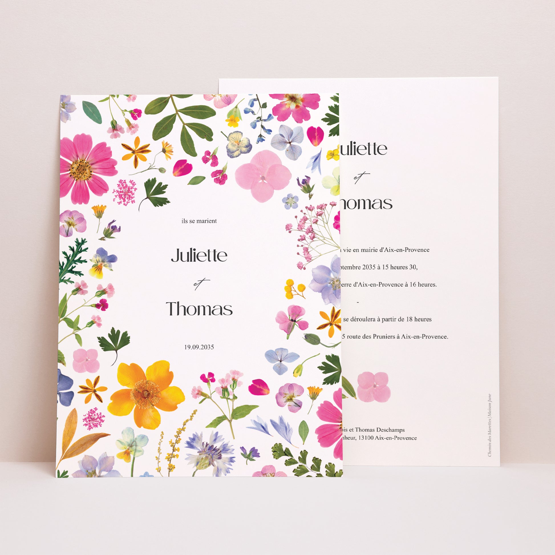 Faire-part Mariage Grand format rectangle Symphonie Champêtre photo N° 1