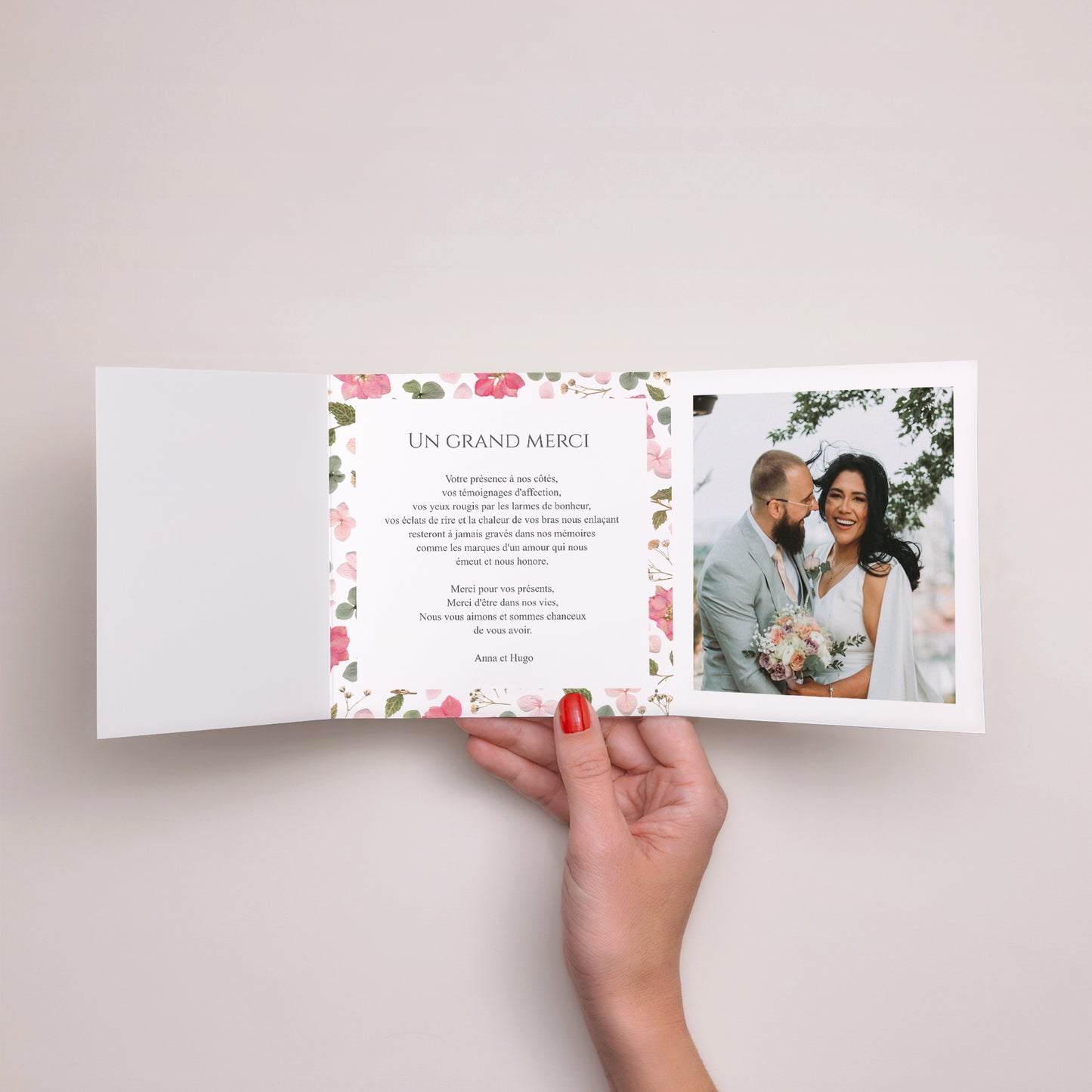 Remerciements Mariage Triptyque asymétrique Poésie Florale photo N° 2