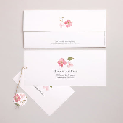 Faire-part Mariage Pochette 2 cartes, étiquette Poésie Florale photo N° 4