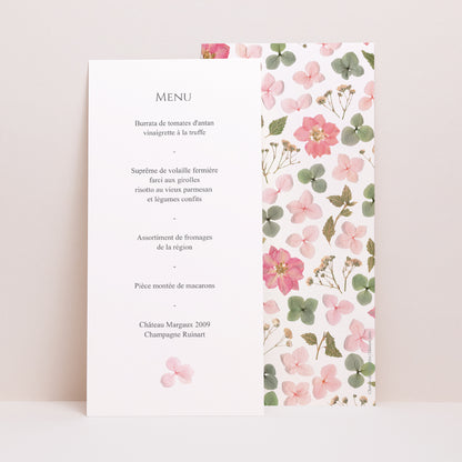 Menu Mariage Panoramique portrait Poésie Florale photo N° 1