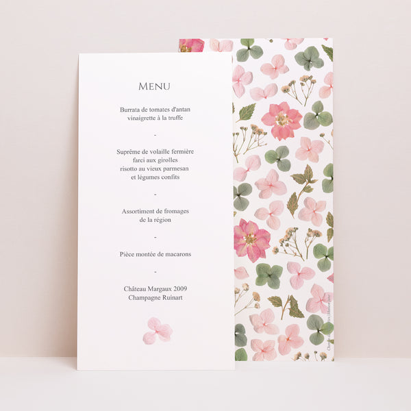 Menu Mariage Panoramique portrait Poésie Florale photo