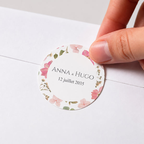 Sticker Mariage Rond Poésie Florale photo