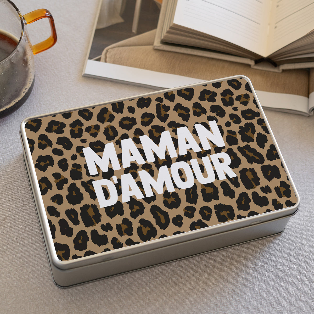 Boite métallique Rectangle Maman d'Amour Léopard photo N° 2