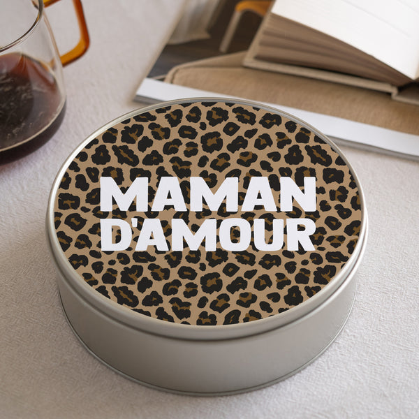 Boite métallique Ronde Maman d'Amour Léopard photo
