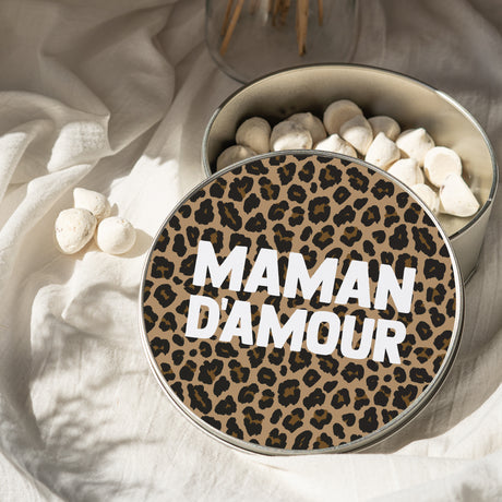 Boite métallique Ronde Maman d'Amour Léopard