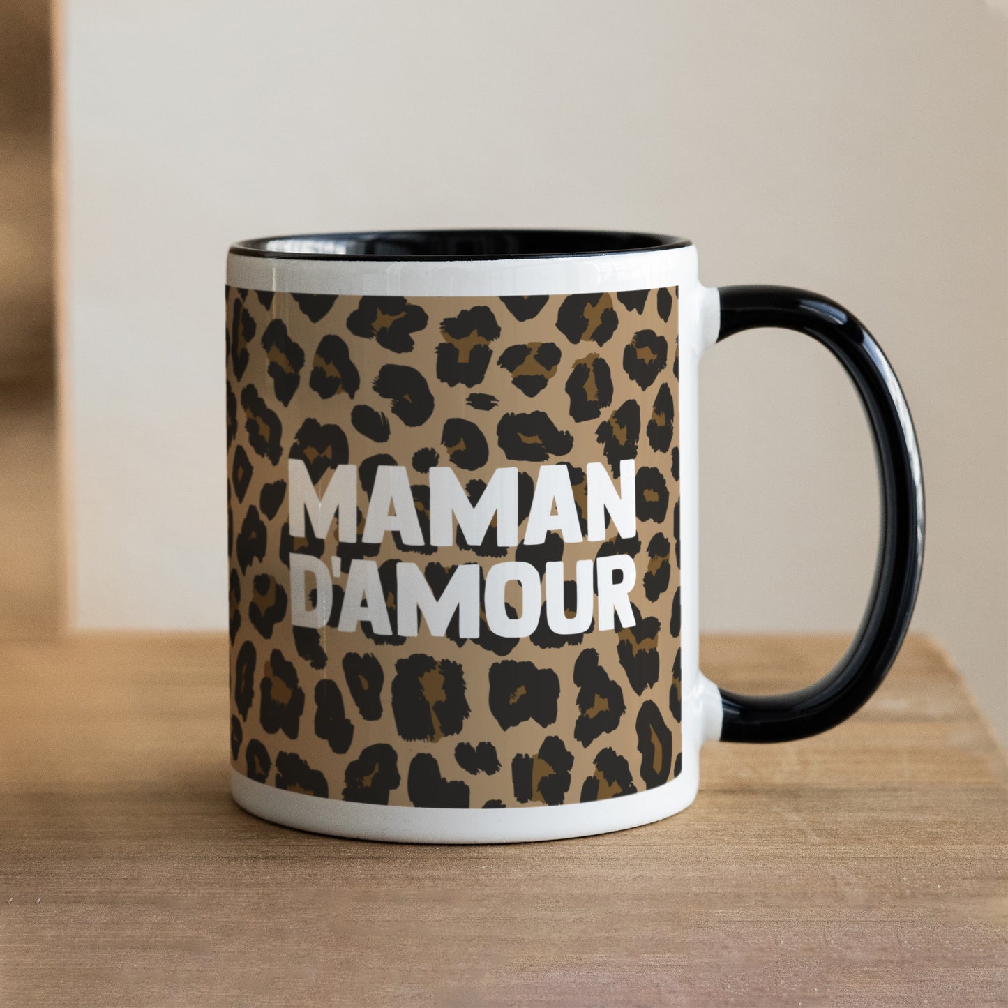 Mug Noir Maman d'Amour Léopard photo N° 1
