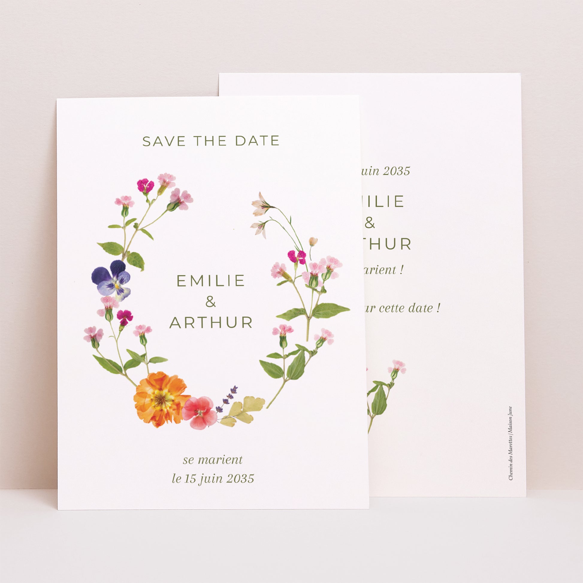 Save the date Mariage Portrait Douce Cueillette photo N° 1