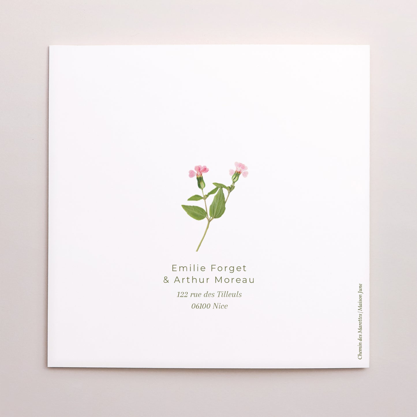 Faire-part Mariage Carré double volet Douce Cueillette photo N° 3