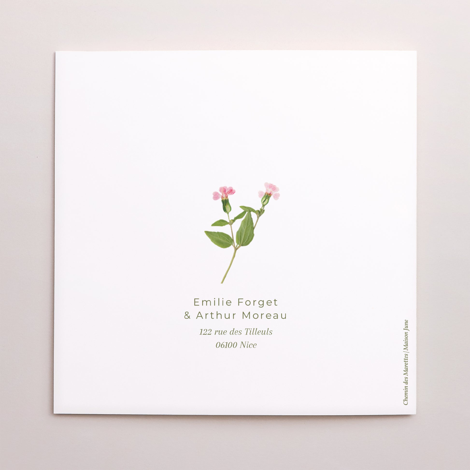 Faire-part Mariage Carré double volet Douce Cueillette photo N° 3