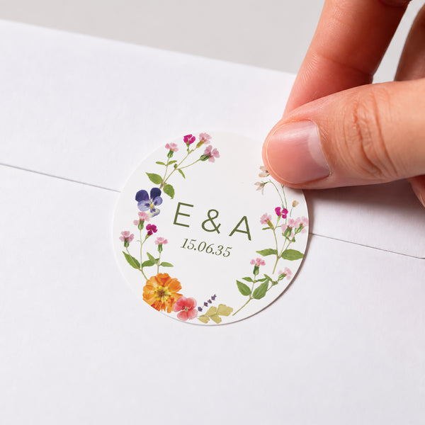 Sticker Mariage Rond Douce Cueillette photo