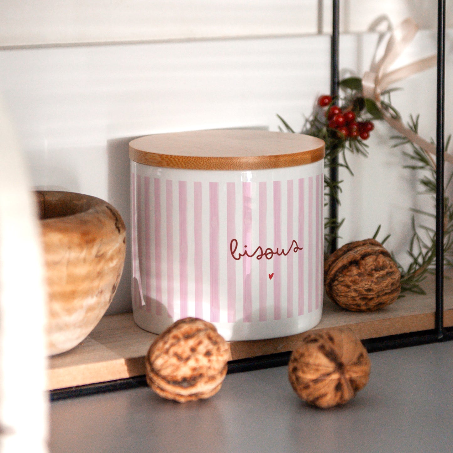 Pot en céramique 48 cl Bisous rayures photo N° 4