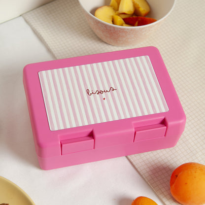 Boite goûter Rose Bisous rayures photo N° 1