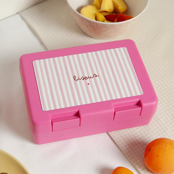 Boite goûter Rose Bisous rayures photo