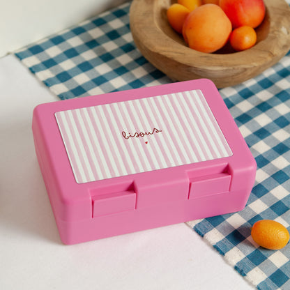 Boite goûter Rose Bisous rayures photo N° 2