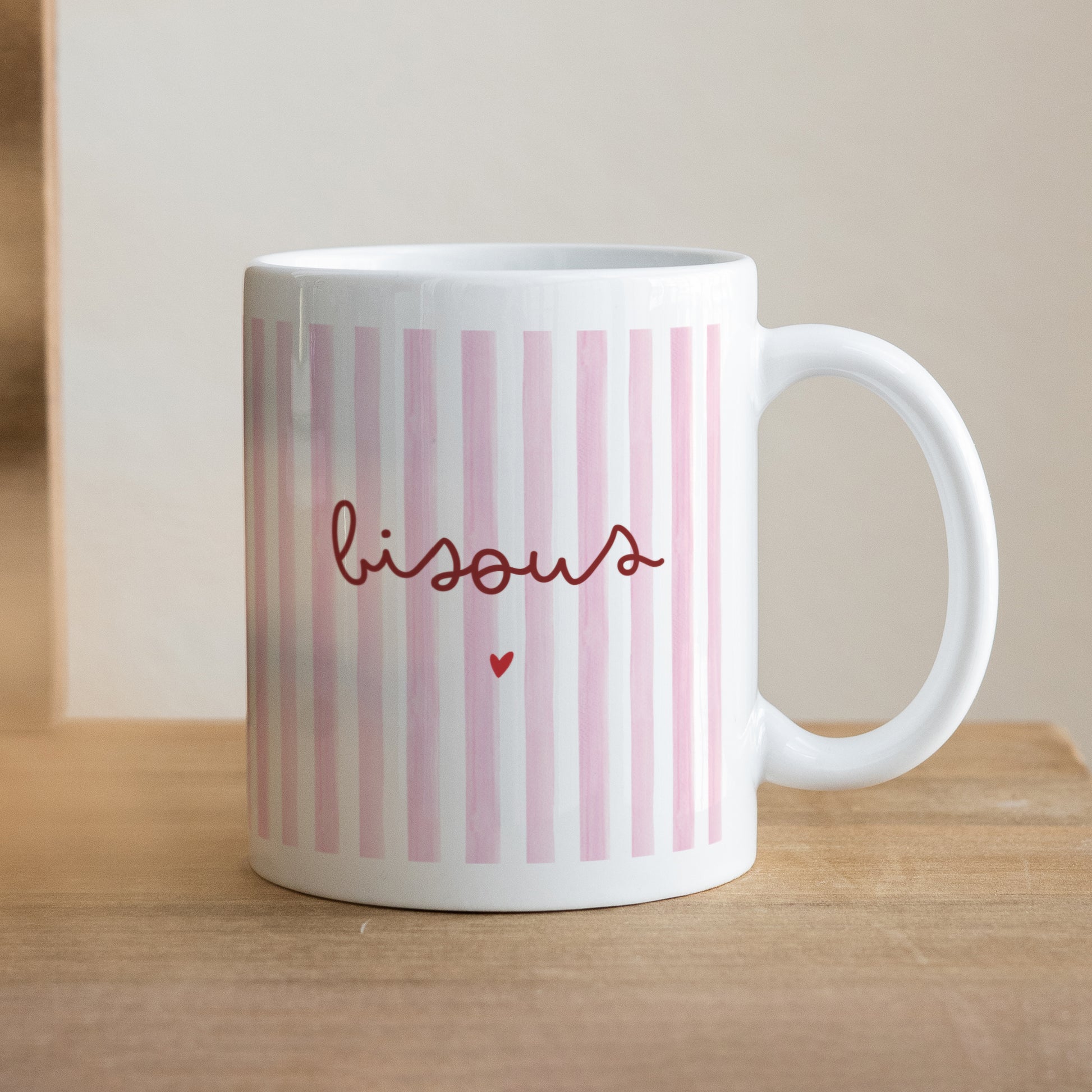 Mug Blanc Bisous rayures photo N° 1