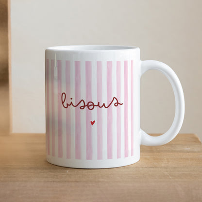 Mug Blanc Bisous rayures photo N° 1