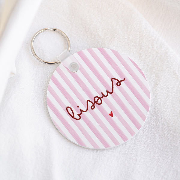 Porte-clés Rond Bisous rayures photo