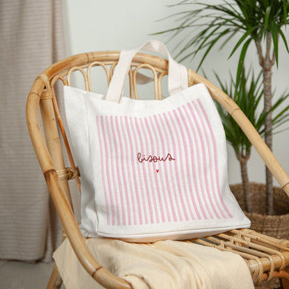 Tote bag Anse en toile Bisous rayures photo N° 2