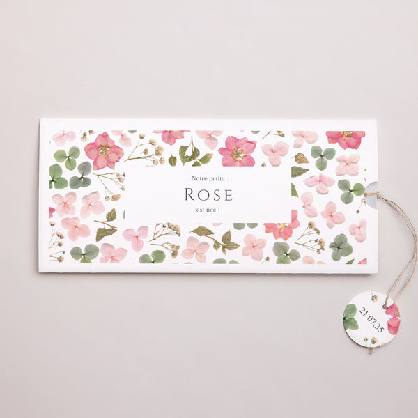 Faire-part Naissance Pochette 2 cartes, étiquette Secret de Printemps photo